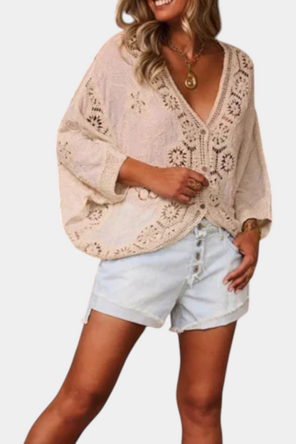 Blusa Crochet Adele Encaje Bohemio Bordados Florales