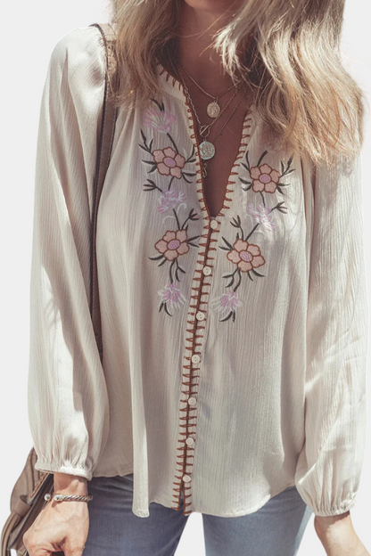 Blusa Rayón Bordados Florales Étnicos Exclusiva Coqueta