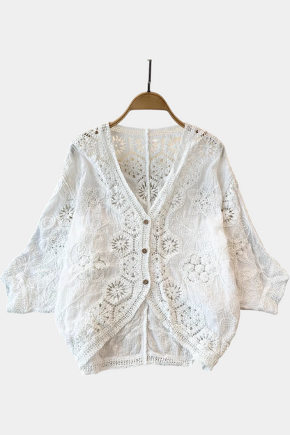 Blusa Crochet Adele Encaje Bohemio Bordados Florales