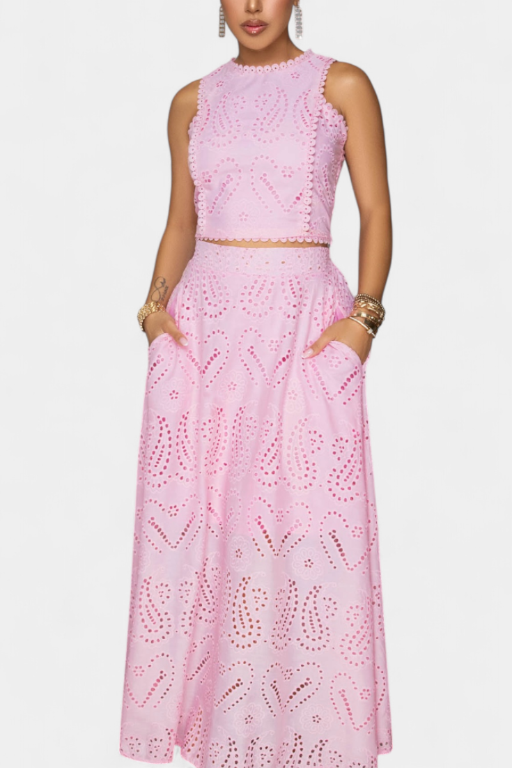 Conjunto Romántico Danitza Encaje Floral Calado Chic