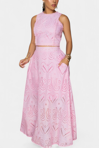 Conjunto Romántico Danitza Encaje Floral Calado Chic