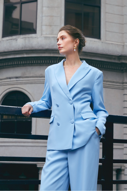 Conjunto Julia Blazer Urbano Y Pantalón Anchos Brilla