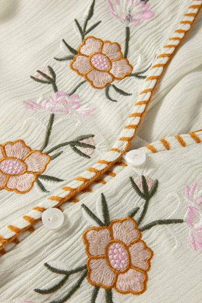 Blusa Rayón Bordados Florales Étnicos Exclusiva Coqueta