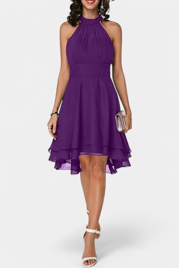 Vestido de Gasa Entallado con Volantes Anouk Chic y Coqueto