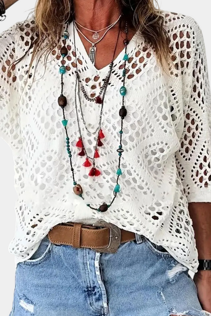 Fern Blusa De Encaje Poliéster Colección Exclusiva Chic