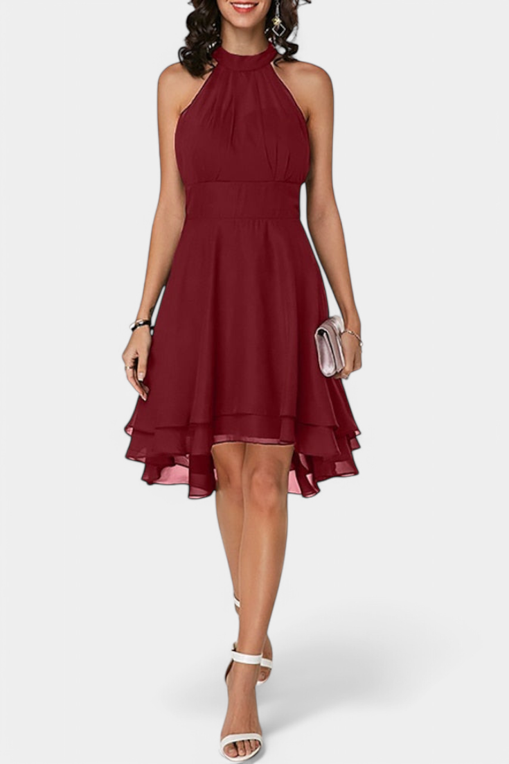Vestido de Gasa Entallado con Volantes Anouk Chic y Coqueto