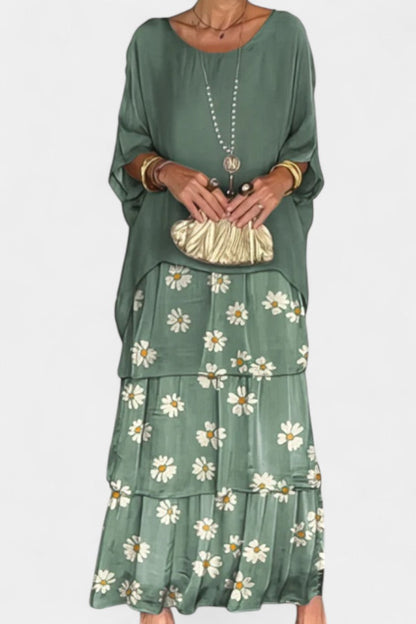 Vestido Maxi Batwing Estampado Caroline Con Flujo Bohemio