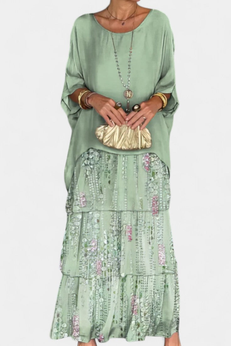 Vestido Maxi Batwing Estampado Caroline Con Flujo Bohemio