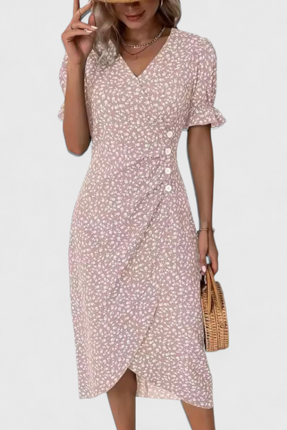 Vestido Midi Floral Con Escote En V Joana Chic Exclusiva