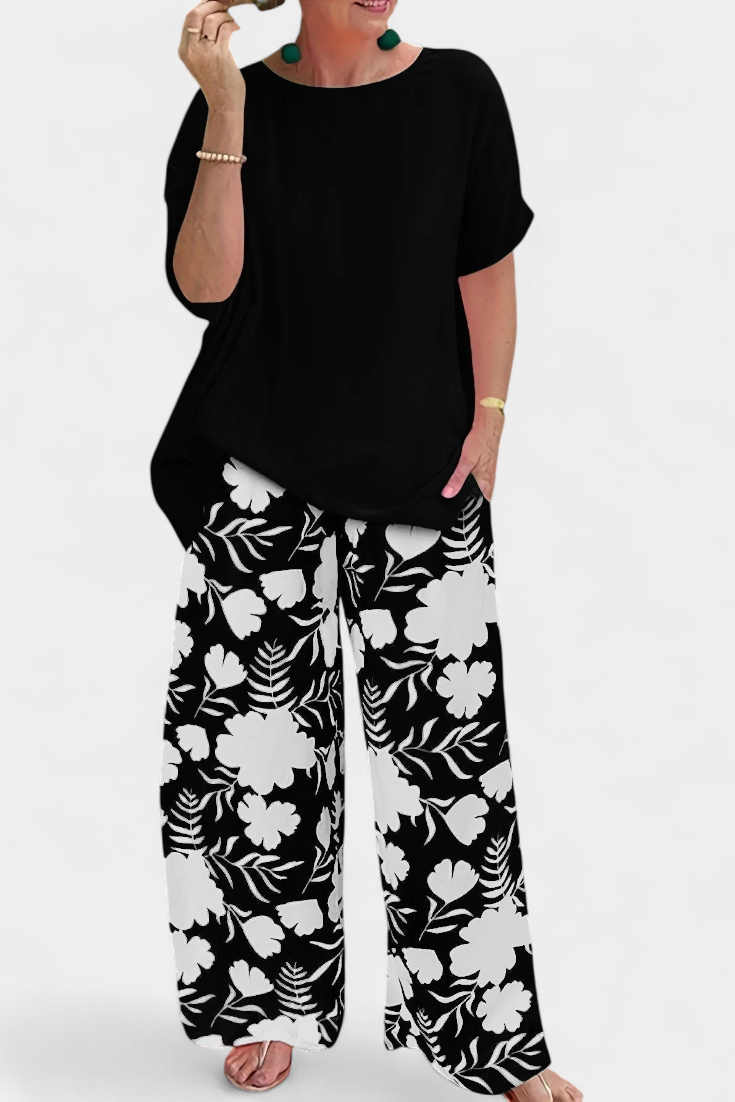 Conjunto Floral Aivy Dos Piezas Confort Toque Relajado