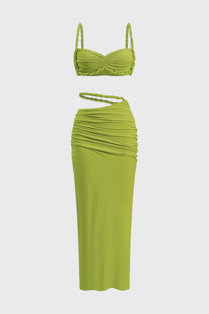 Estela Conjunto Falda Chiffon Plisado Degradado Exclusivo