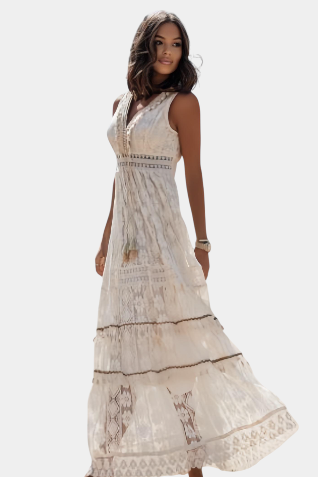 Vestido Maxi de Encaje Boho con Bordados que Enamoran