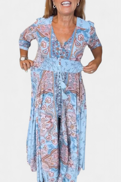 Vestido Verano Dunya Con Escote En V Y Cordón Con Encanto