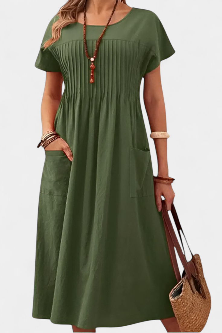 Vestido Midi Lottie Con Bolsillos Ocultos Luxe Exclusiva