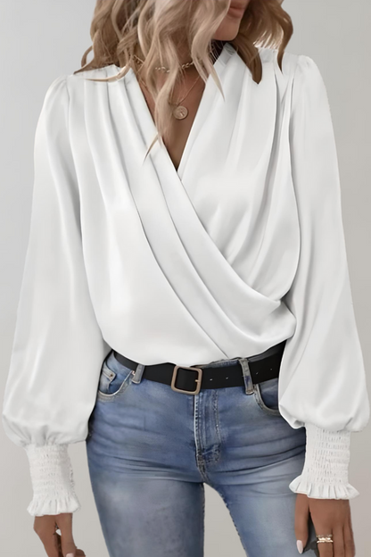 Blusa Quinn Manga Larga Con Escote En V Premium Chic