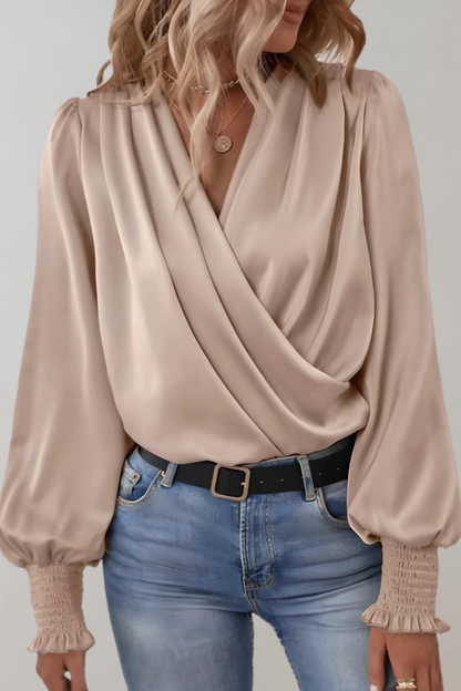 Blusa Quinn Manga Larga Con Escote En V Premium Chic
