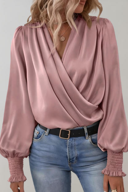 Blusa Quinn Manga Larga Con Escote En V Premium Chic