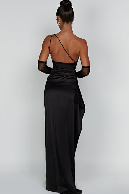 Vestido Maxi Emberly Elástico Con Abertura Alta Asimétrica