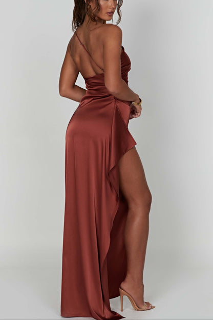 Vestido Maxi Emberly Elástico Con Abertura Alta Asimétrica