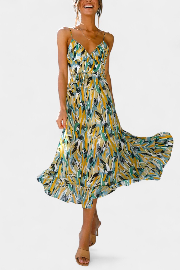 Vestido Midi Impresión Vibrante para Días Brillantes