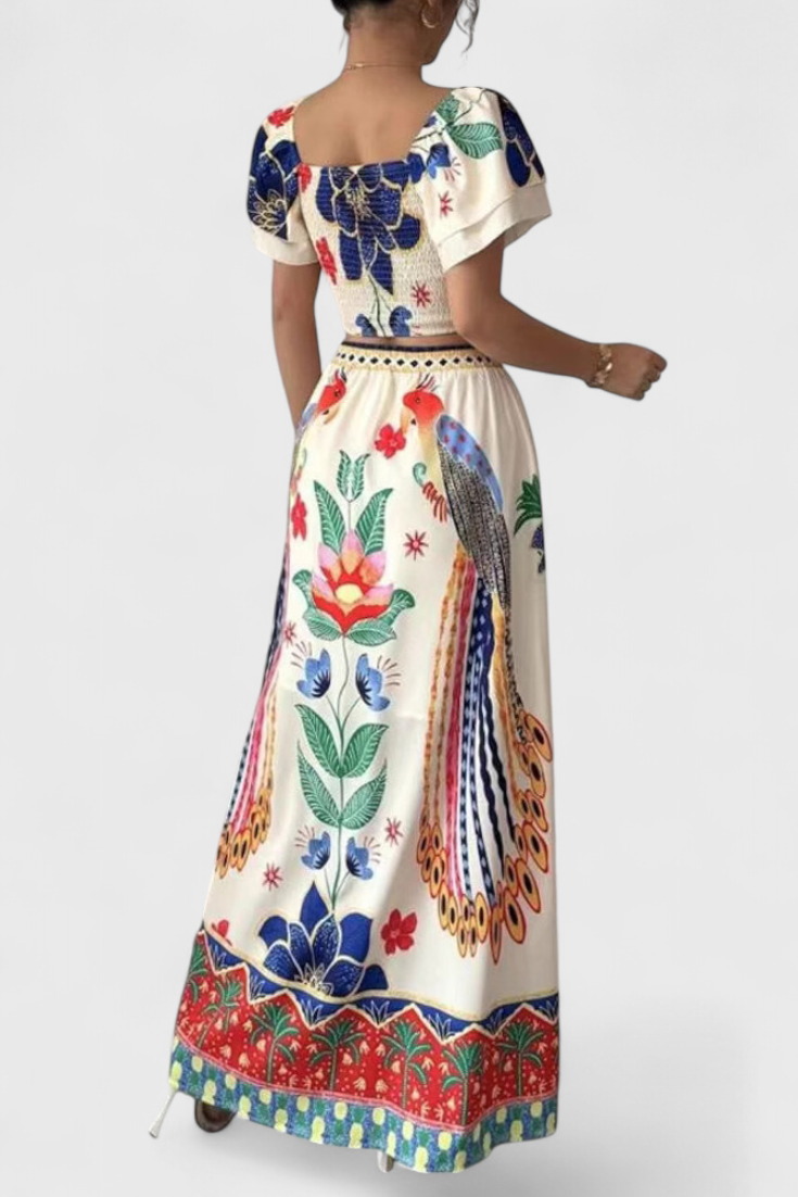 Conjunto Nido de Abeja Estampado Étnico Selecto Boho