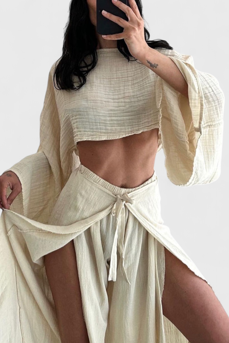 Conjunto Elsie Kimono Divertido Y Pantalón Cruzado Limitada