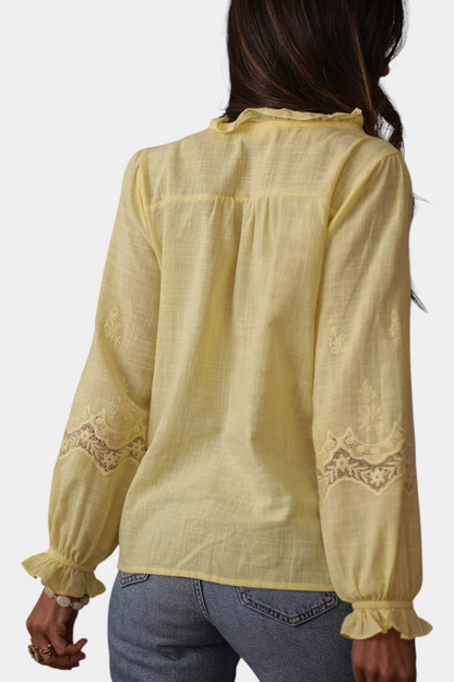 Blusa Catarina Encaje Mangas Abullonadas Lujo Detalles