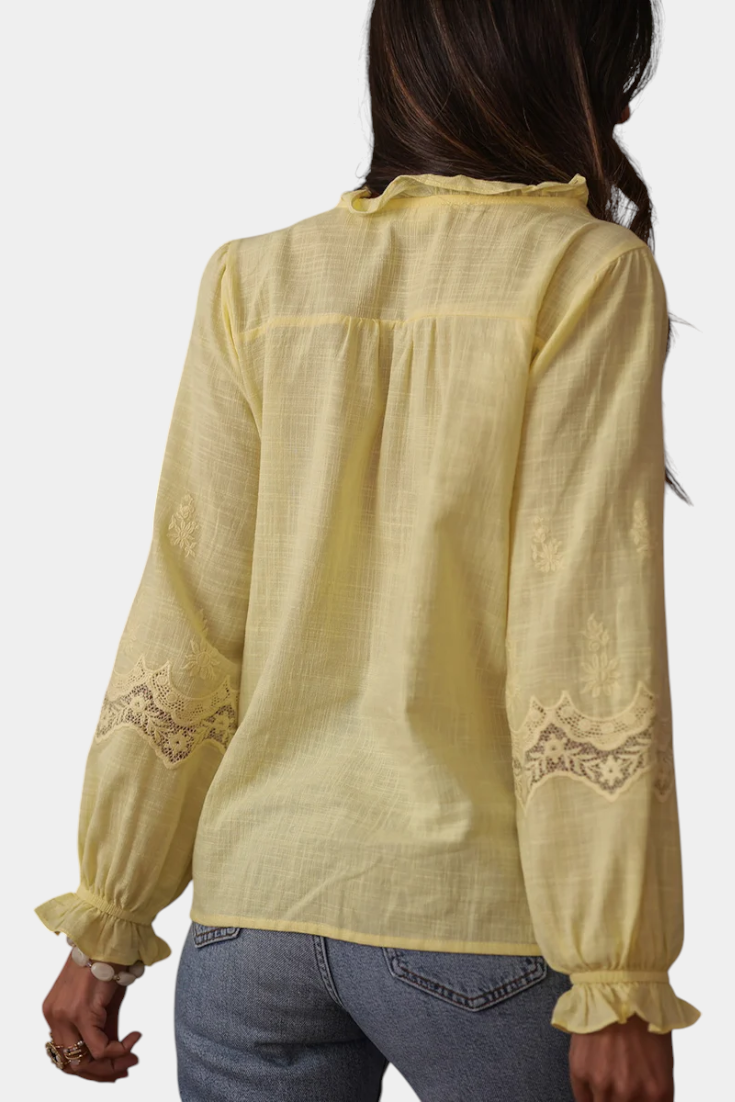 Blusa Catarina Encaje Mangas Abullonadas Lujo Detalles