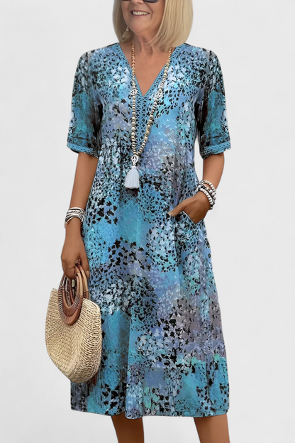 Vestido Boho Estampado Floral Con Encaje Crochet Chic