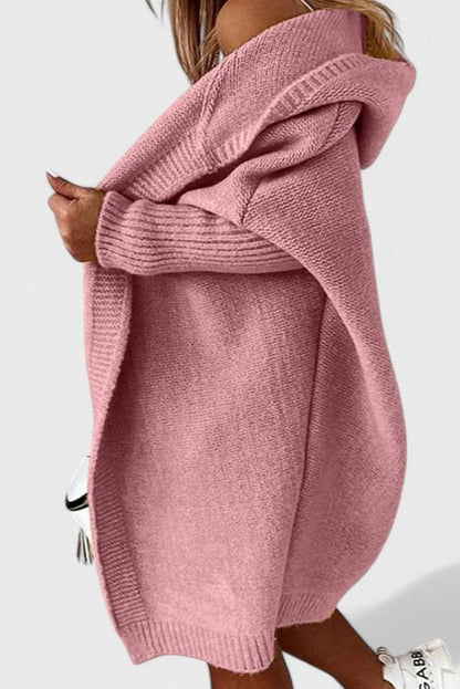 Cárdigan Oversized Capucha Tejido Grueso Exclusivo Genial