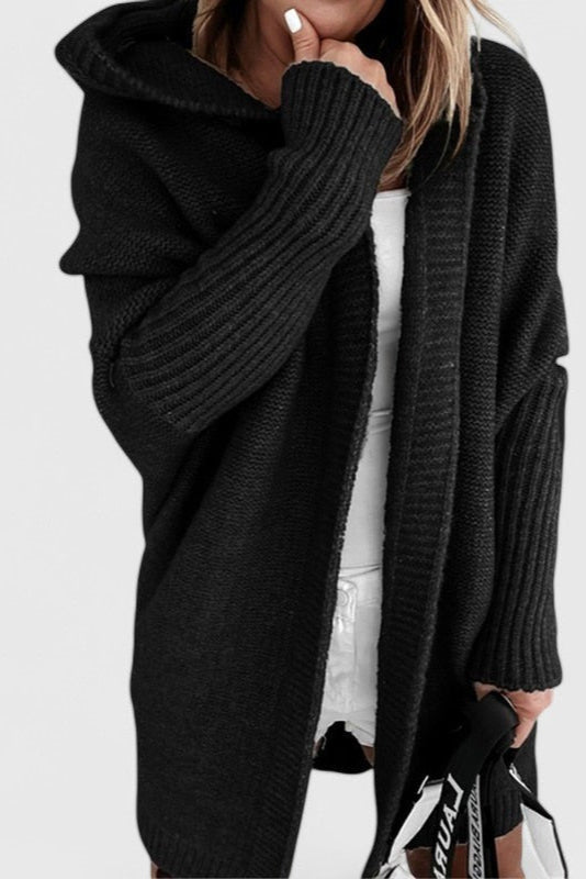 Cárdigan Oversized Capucha Tejido Grueso Exclusivo Genial