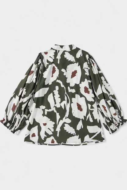 Blusa Estampado Floral Abstracto Bohemio Mangas Abullonadas