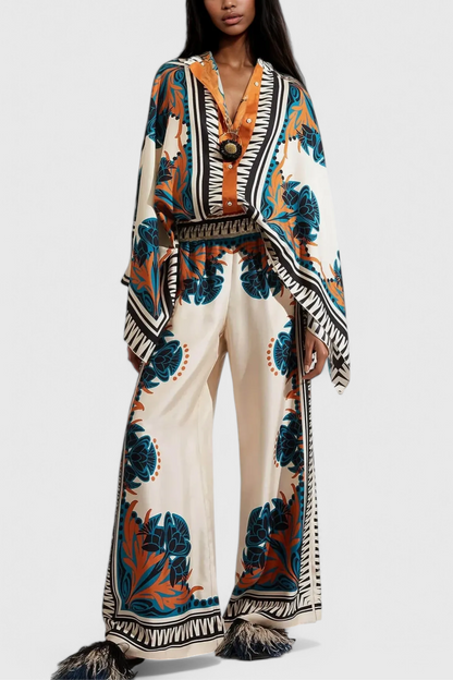 Conjunto Beatriz Satén Floral Atardecer Edición Limitada