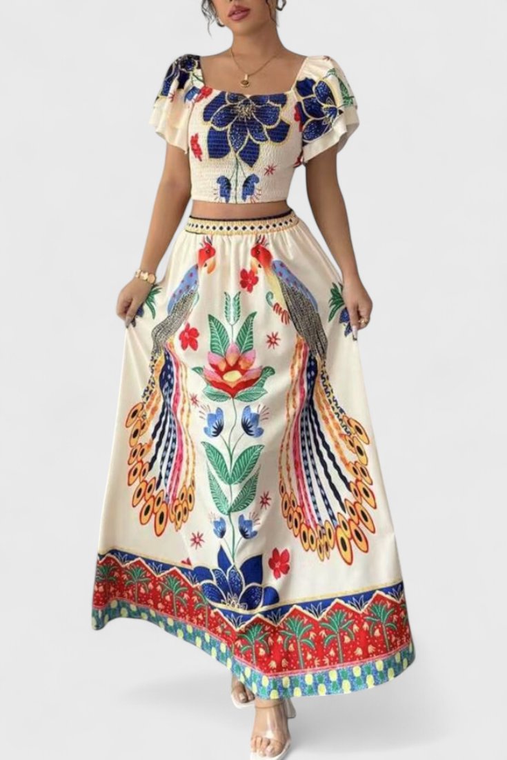 Conjunto Nido de Abeja Estampado Étnico Selecto Boho