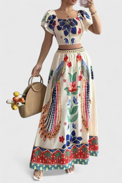 Conjunto Nido de Abeja Estampado Étnico Selecto Boho