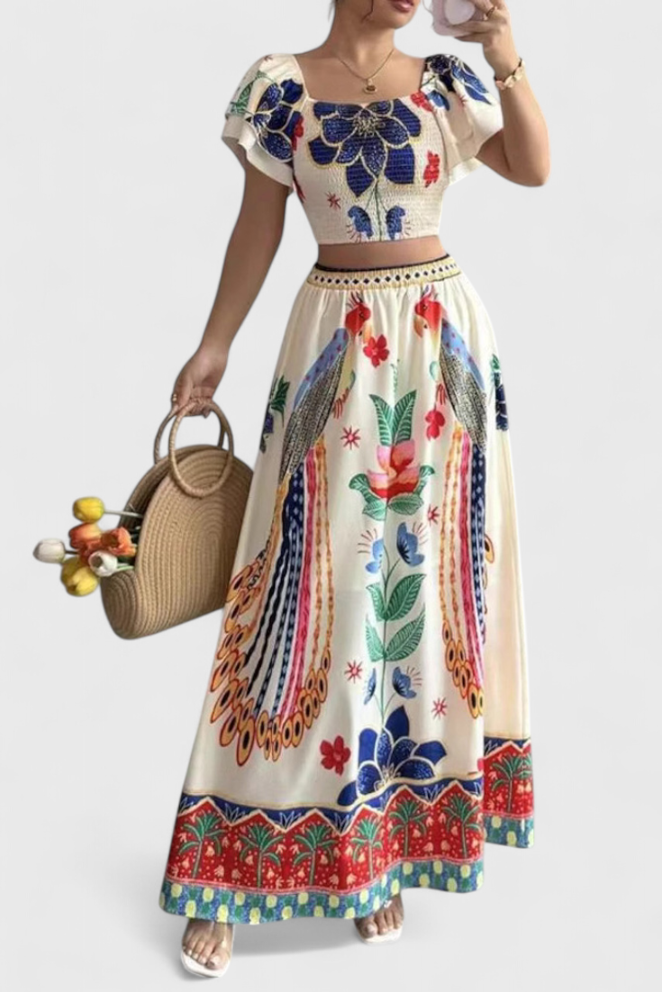 Conjunto Nido de Abeja Estampado Étnico Selecto Boho