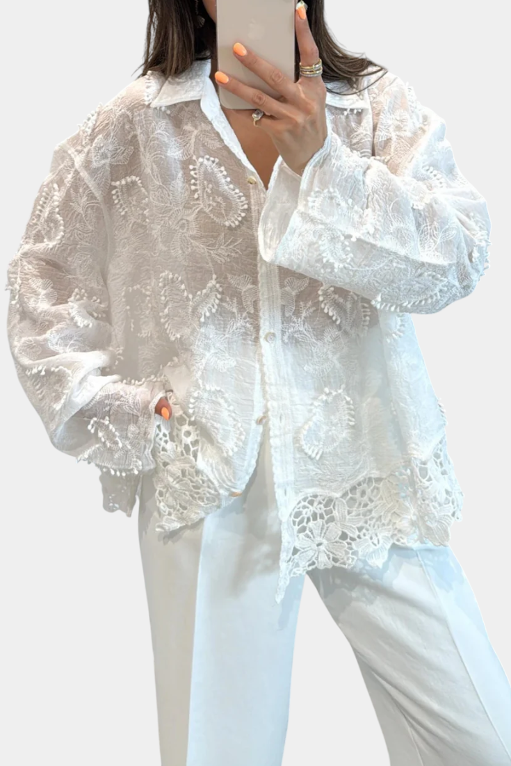 Blusa Iris Wild Bordado Encaje Con Toque Bohemio Exclusiva