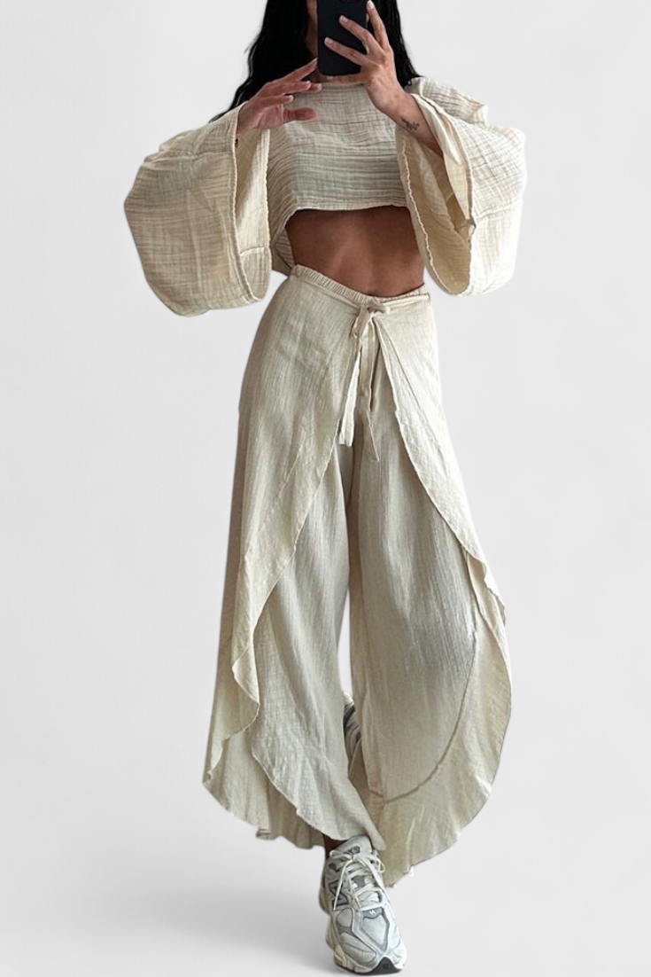 Conjunto Elsie Kimono Divertido Y Pantalón Cruzado Limitada