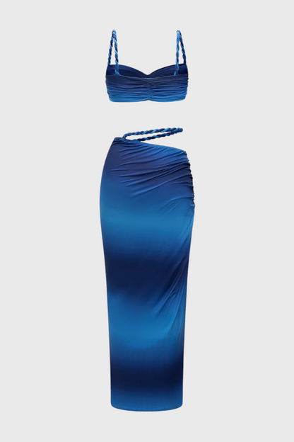 Estela Conjunto Falda Chiffon Plisado Degradado Exclusivo