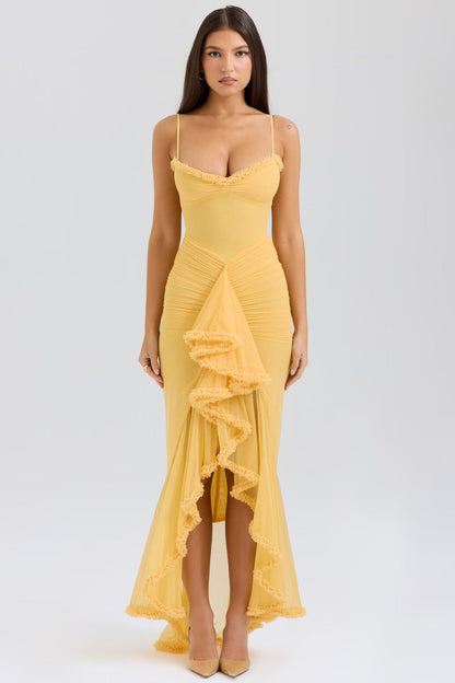Vestido Roxanne Sin Mangas Con Volantes Y Escote Corazón