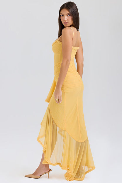 Vestido Roxanne Sin Mangas Con Volantes Y Escote Corazón