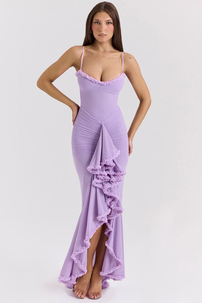 Vestido Roxanne Sin Mangas Con Volantes Y Escote Corazón