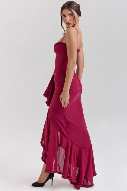Vestido Roxanne Sin Mangas Con Volantes Y Escote Corazón