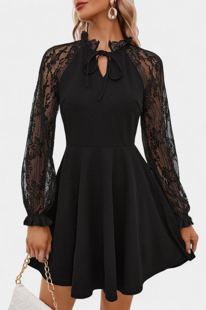 Vestido Mini Encaje Floral Jasella Con Mangas Exclusivo