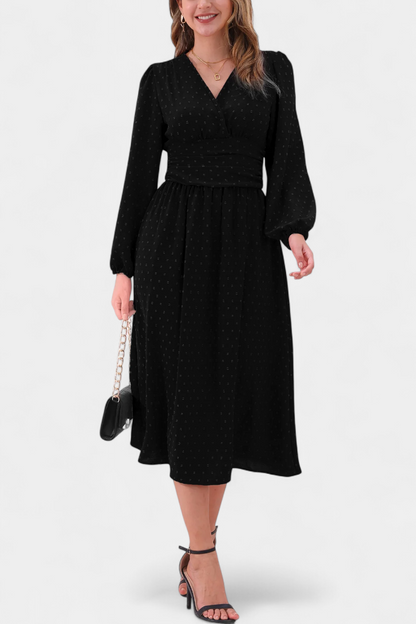 Faela Vestido Midi Oficina Lunares Suizos Exclusiva
