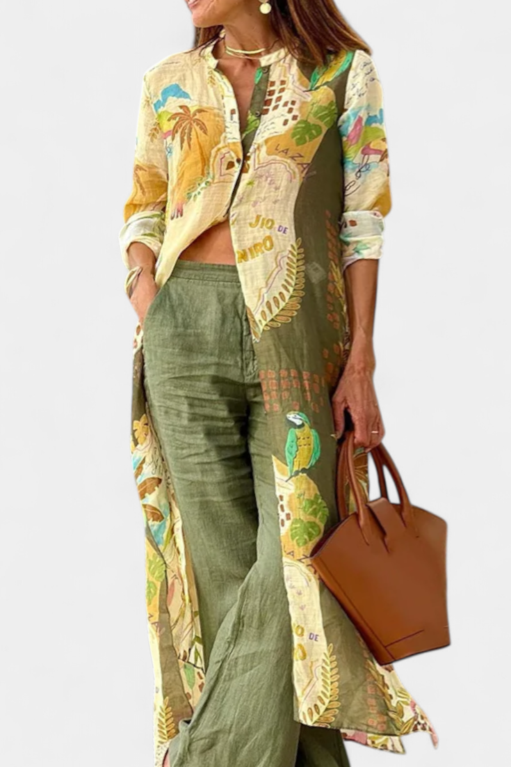 Conjunto De Lino Melvina Transpirable Y Chic Verano Alegre