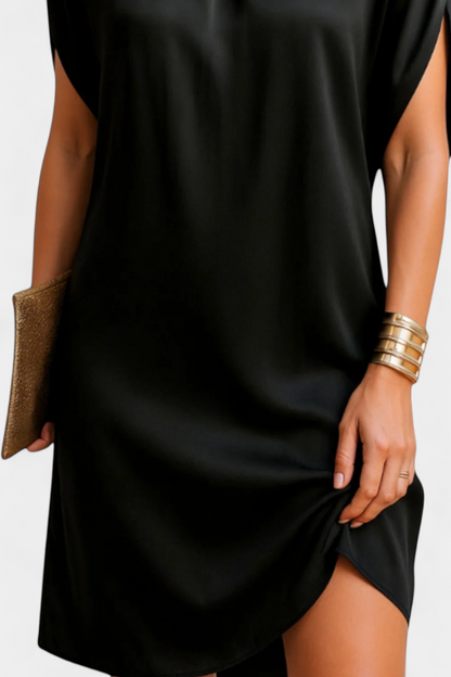 Haruna Vestido Midi Monocromo Escote Redondo Risueño