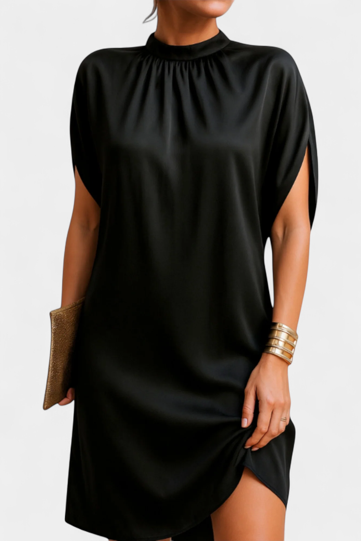 Haruna Vestido Midi Monocromo Escote Redondo Risueño