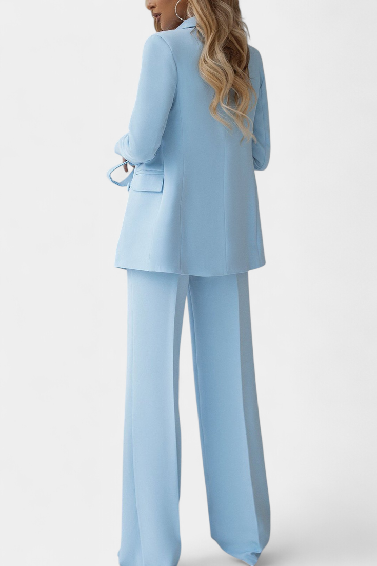 Conjunto Julia Blazer Urbano Y Pantalón Anchos Brilla