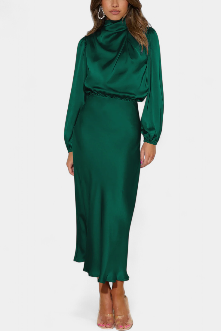 Vestido Maxi Cecila Cuello Alto Estructurado Para Eventos